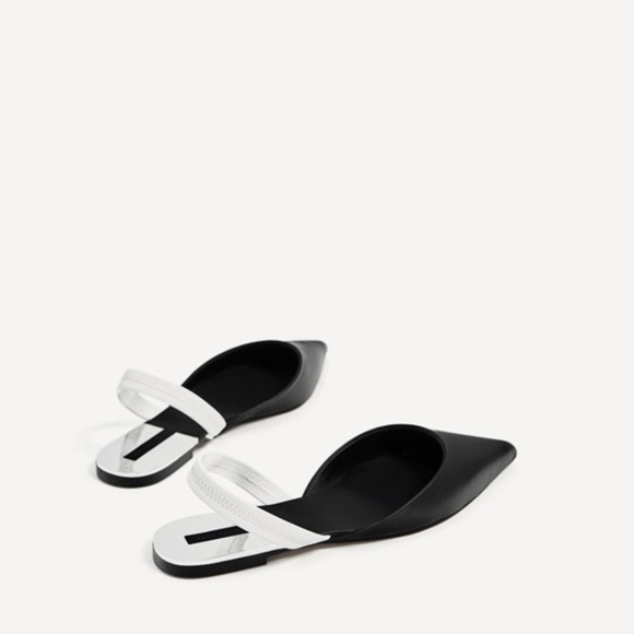 NWT Zara Colorblock Flat Slingback Flats Shoes - Picture 4 of 5